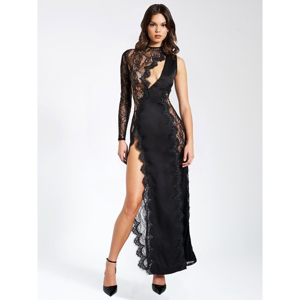 Miss Circle Weslyn Black Lace High-Slit Maxi Dress L